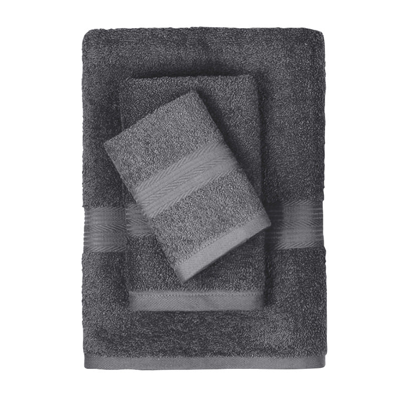 Ensemble de 3 serviettes en coton pur à couleur solide et absorbante
