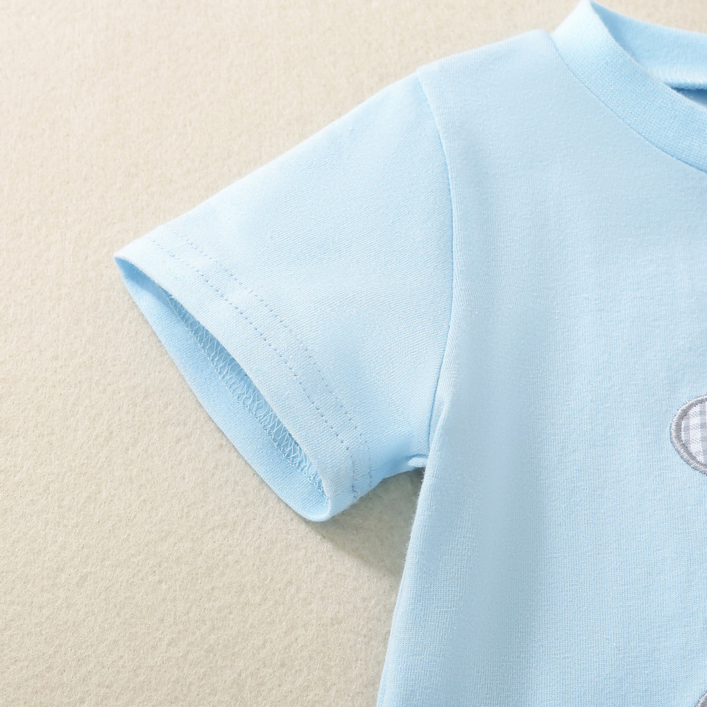 Bébé et tout-petit bleu manches courtes Lapin-Imprimé Top et ensemble de shorts