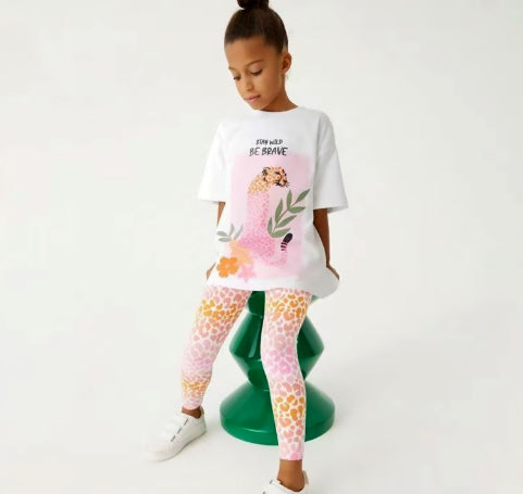 Deux-pièces Outfit Col d'équipage Manches courtes Top et Pantalons ensemble