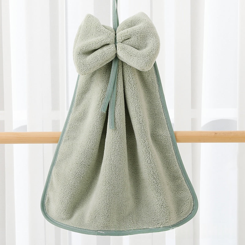 Haut de Densité Velvet Corail Bow mignon pendaison serviette de main Absorbant