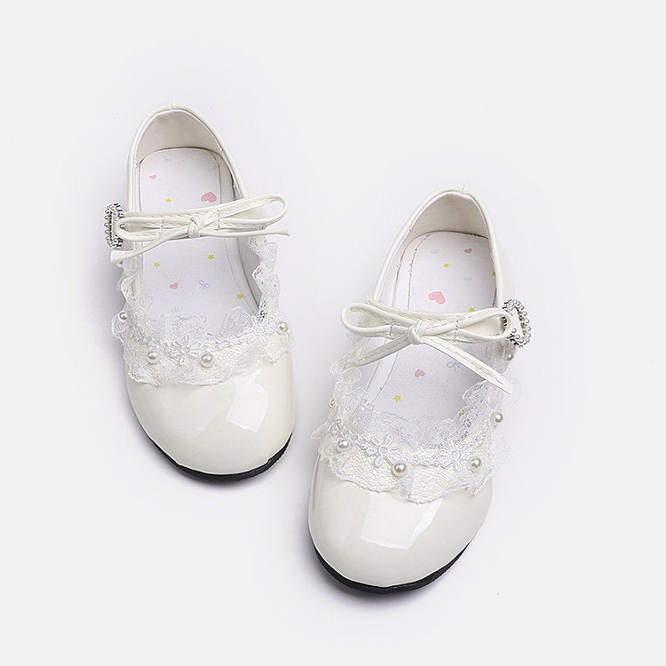 Fille Princesse Chaussures Mode Versatile Petit Cuir Chaussures Fille Lolita Haut Talons Bow Singl