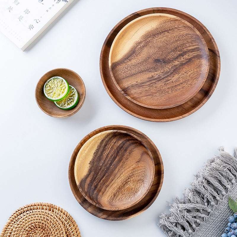 Approvisionnement direct en usine Acacia Saucer en bois massif Restaurant Plateau de fruits
