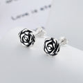 S925 Boucles d'oreilles Sterling Silver Vintage-Style Antique-Rose Flower Sterling