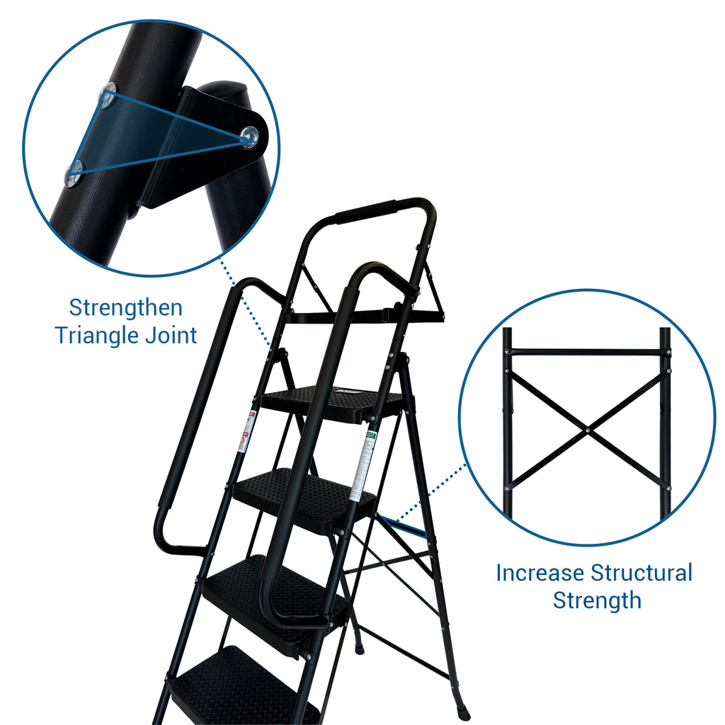 Échelle d'étape, Tabouret d'étape pliant avec large pédale antidérapante, Échelle en acier robuste, Pratique