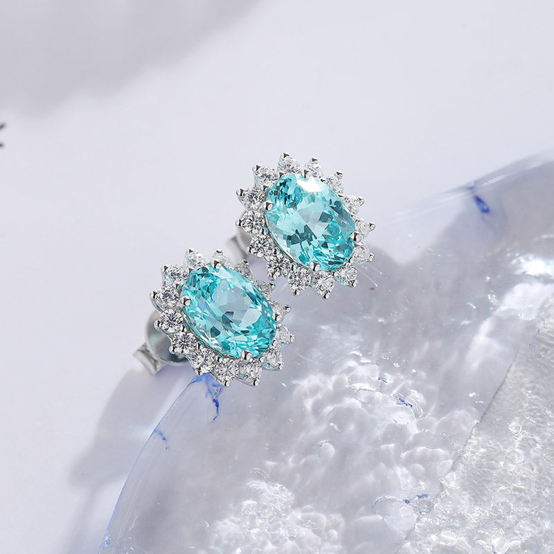 S925 Argent 3.1g Boucles d'oreilles Ruby Sapphire Emerald Paraiba