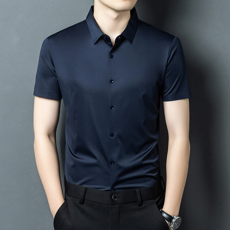 Haut de chemise à manches courtes à bouton de couleur solide pour homme