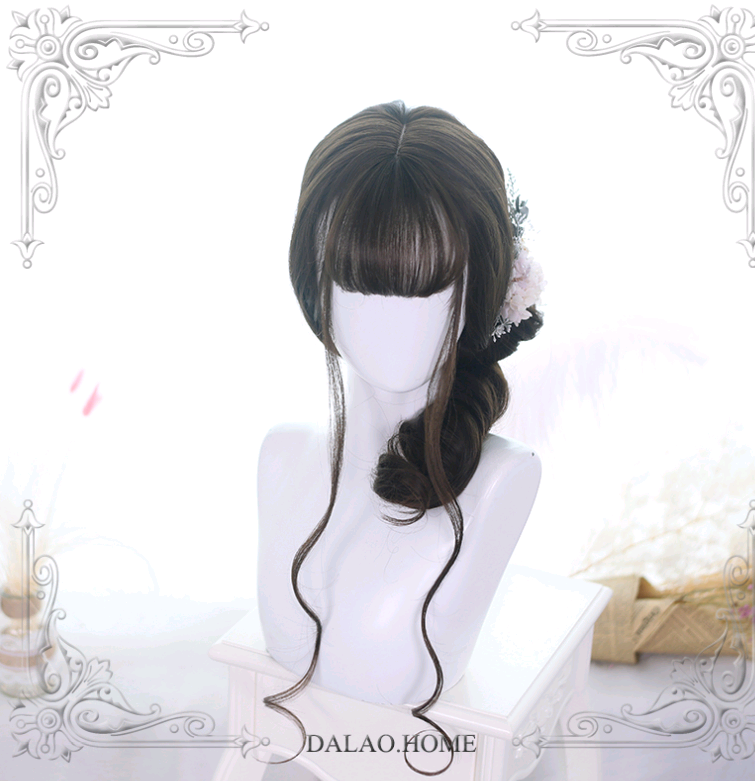 Lolita Long Curly Hair 65cm Black Air Bangs Wig