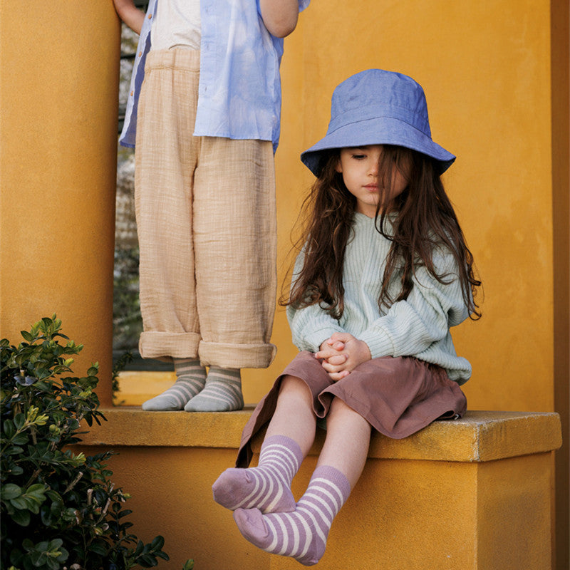 Chaussettes à cheville à mi-cuir rayées pour enfants pour garçons et filles
