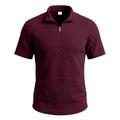 Homme Jacquard Plaid Relaxed-fit Stand-collar Polo manches courtes