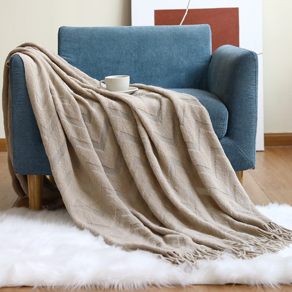 Canapé Couverture Herringbone tricoté bureau climatisation Nap couverture