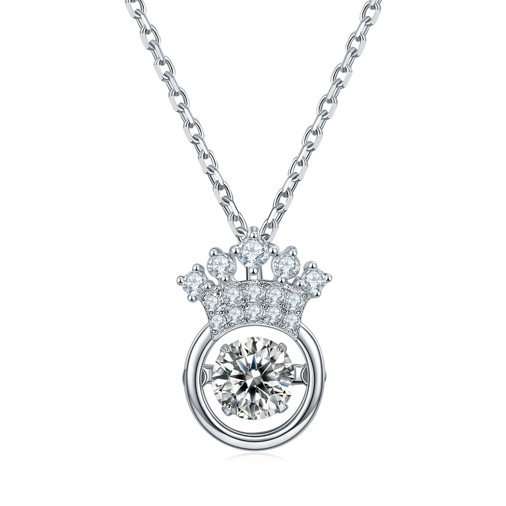 S925 Argent Sterling 0.5ct D Couleur VVS1 Collier de la Couronne de Moissanite 45cm plaqué platine GRA