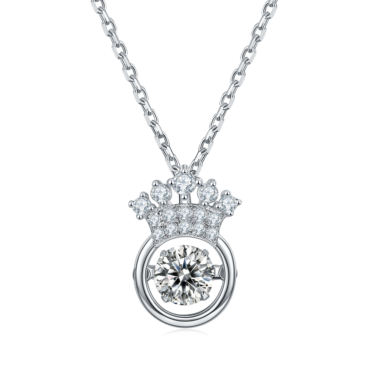 S925 Argent Sterling 0.5ct D Couleur VVS1 Collier de la Couronne de Moissanite 45cm plaqué platine GRA