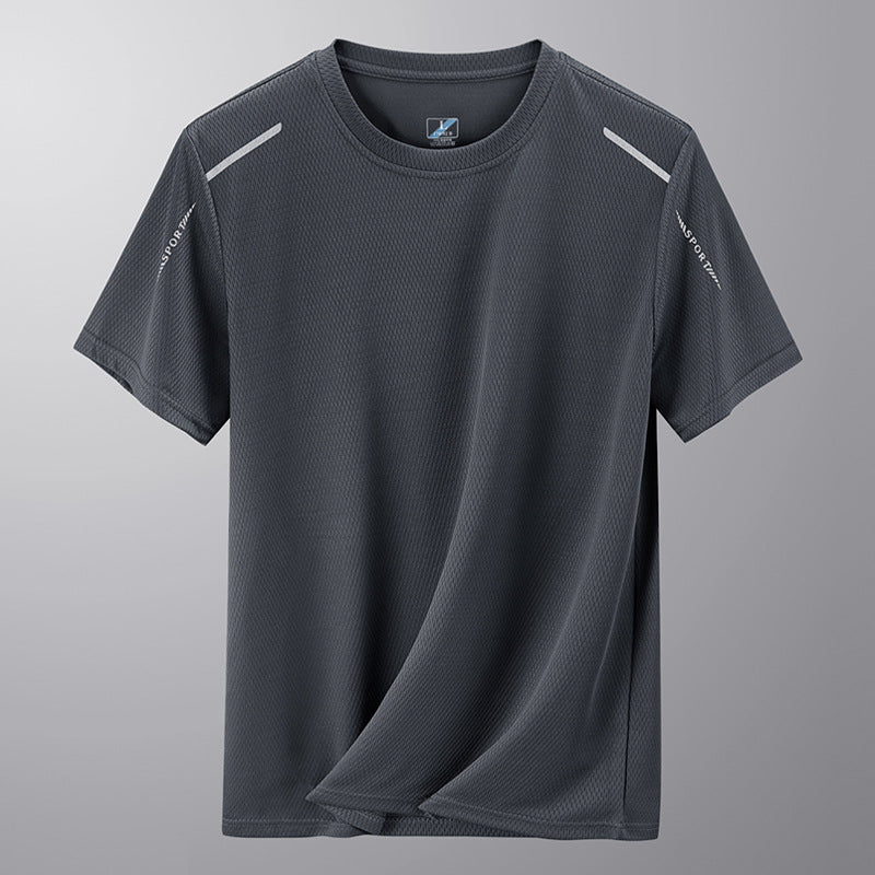 Quick-drying Ice Silk T-shirt Sporty Casual Short Sleeve Hollow-out