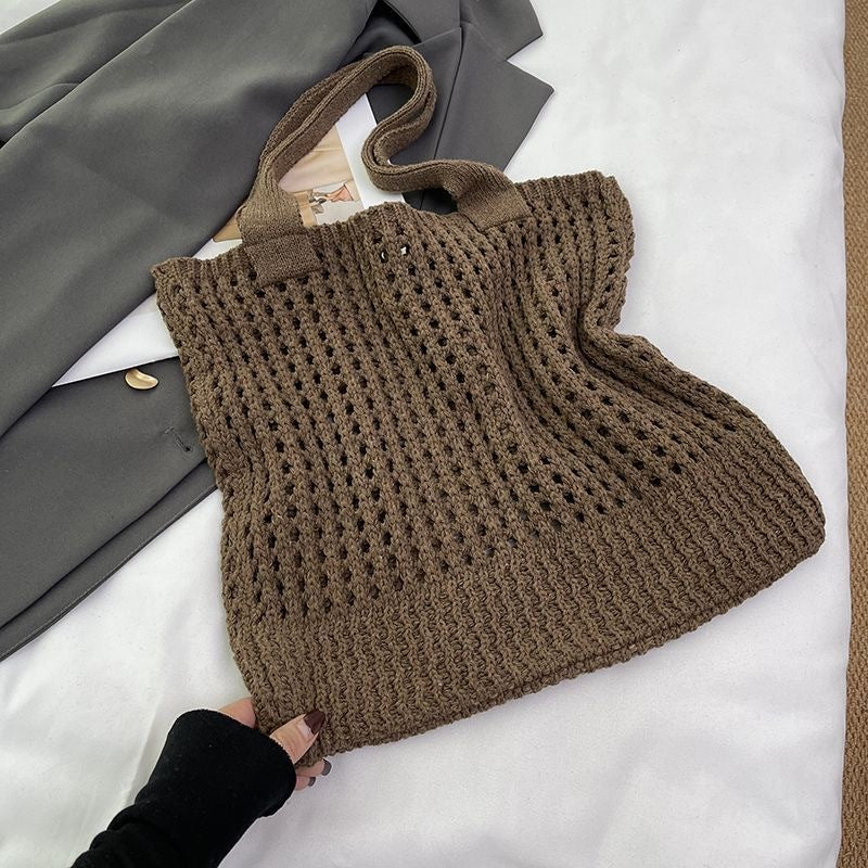 Vintage Woven grand-capacité Hollow-knit sac pour les femmes
