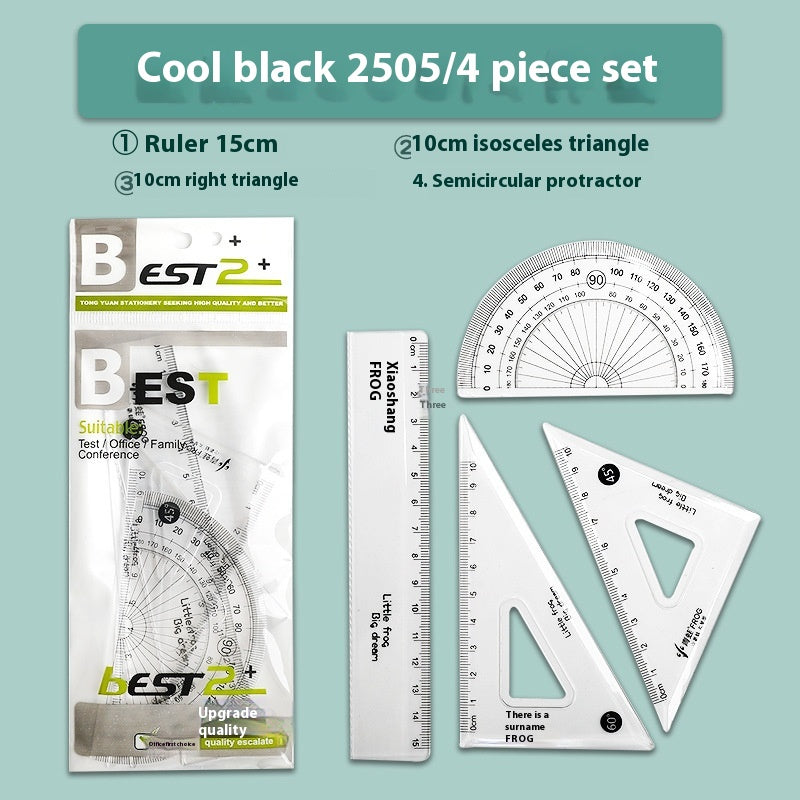 Youpai Ruler Sets Dessin acrylique transparent Protracteur carré quatre pièces