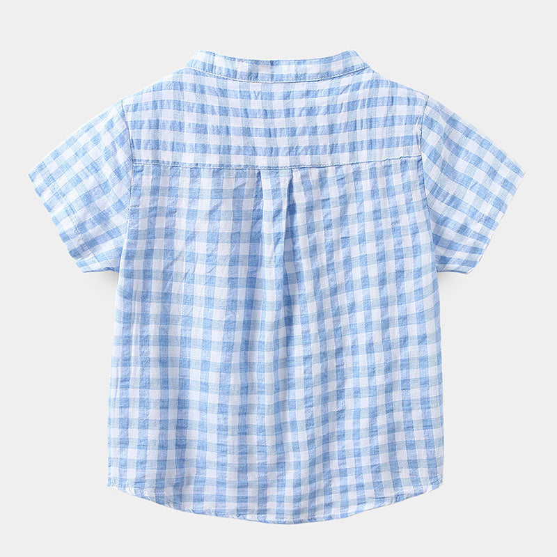 Chemise à manches courtes en coton bleu pour enfants