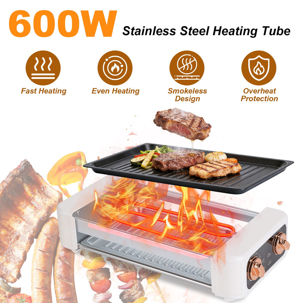 3 En 1 Électrique Rouleau de chien Machine avec Grill & Gridle 6-Roller Chef de chien sans fumée Non-