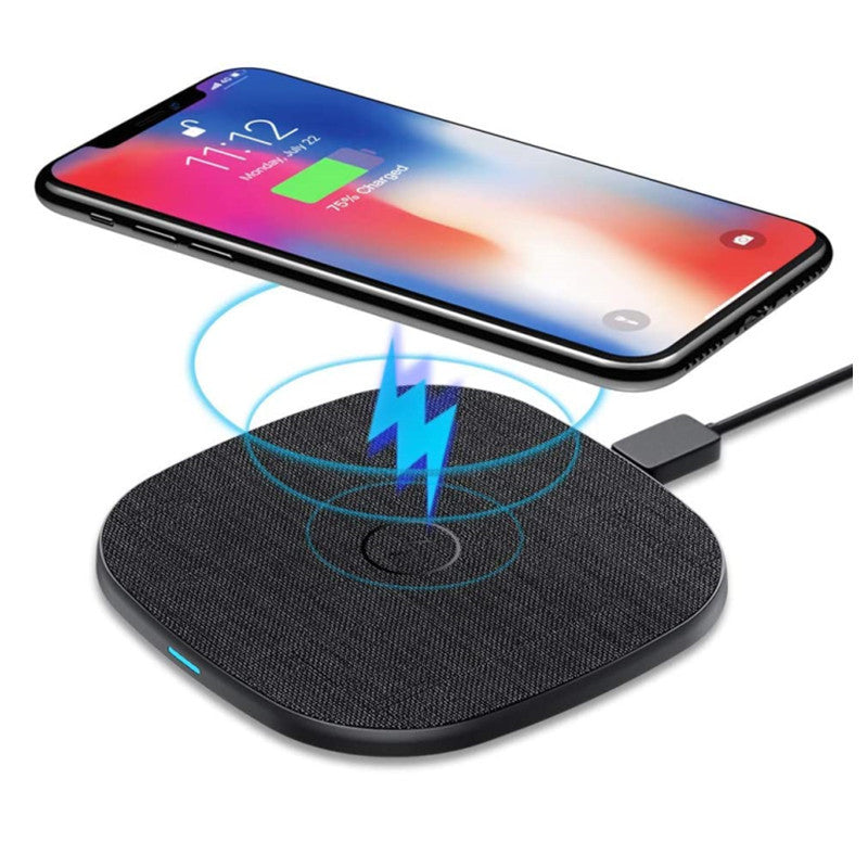 Chargeur sans fil en cuir d'enveloppe métallique