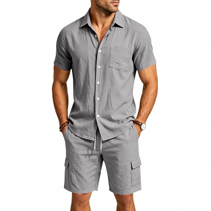 Hommes Linge de maison Chemise à manches courtes et ensemble de shorts de travail