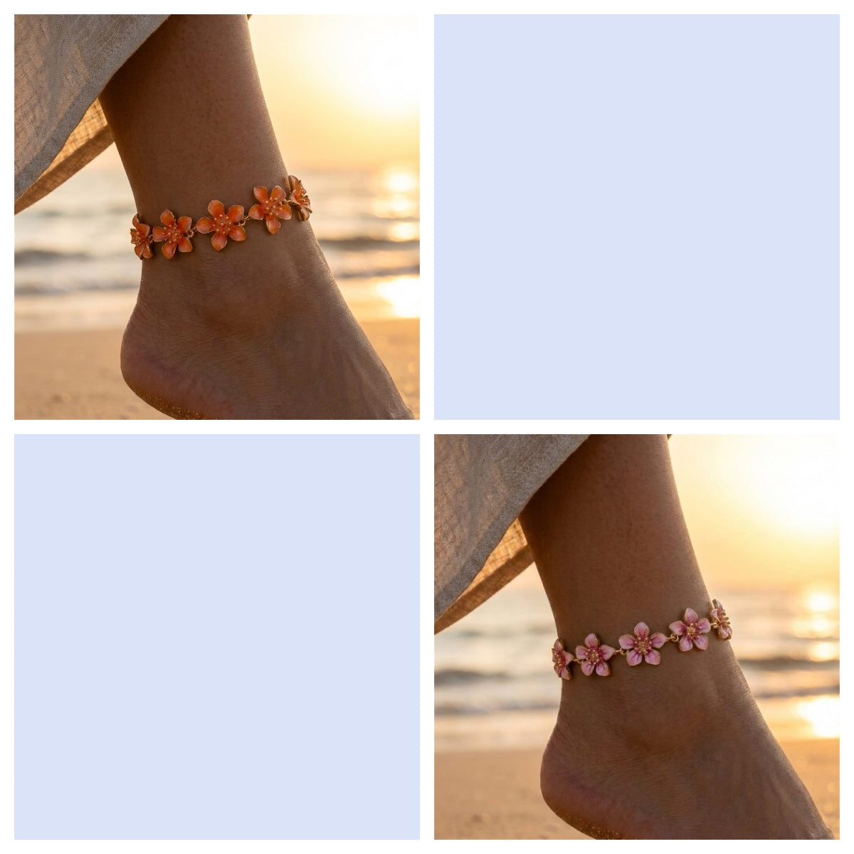 Anklet de fleur de métal exagéré