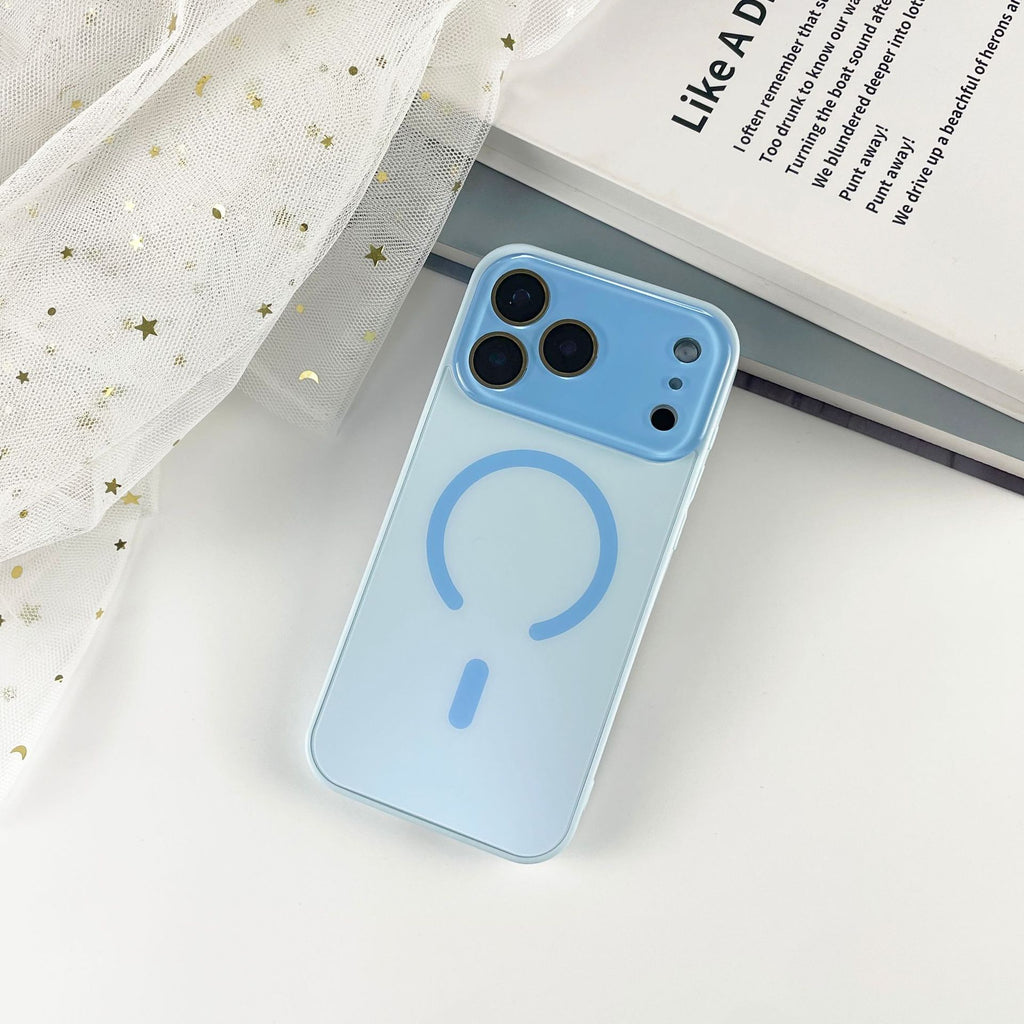 Cas de téléphone magnétique à grande fenêtre givrée