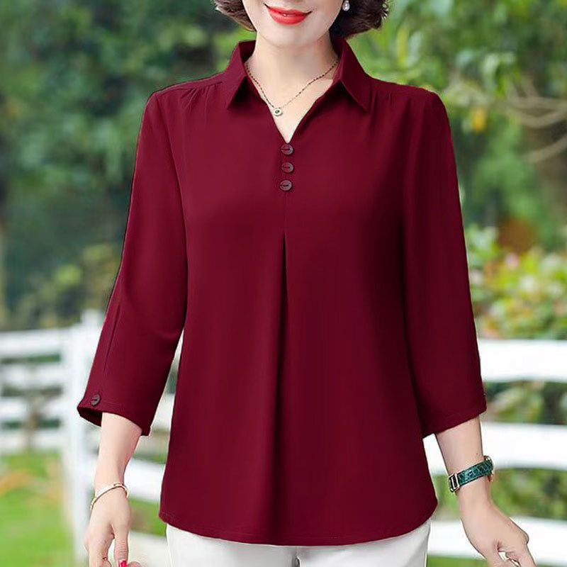 Été Blouse pour femmes de couleur solide Top