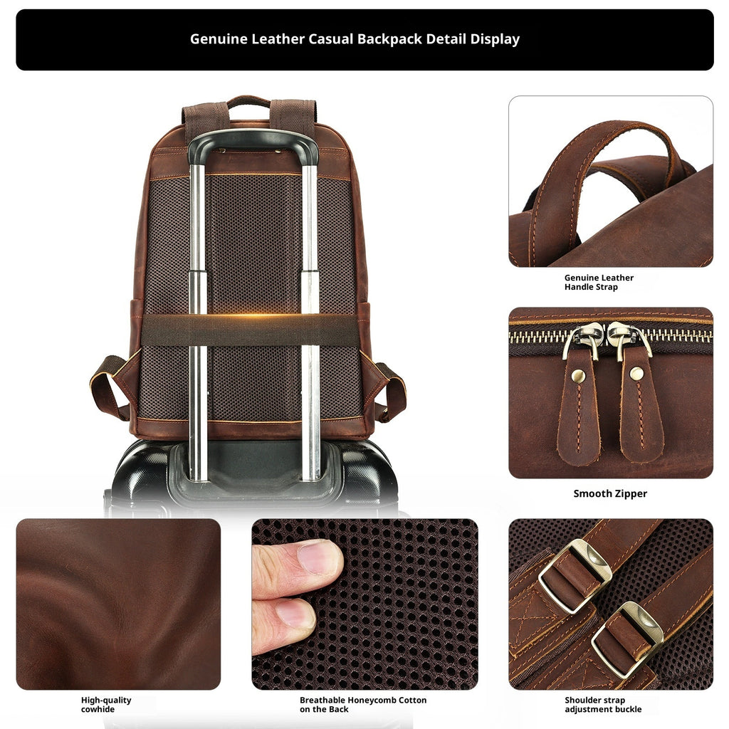 Sac à dos en cuir de grande capacité pour hommes