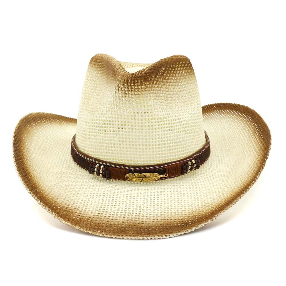 Chapeau de plage de cow-boy en paille de peinture de l'Ouest