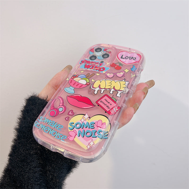 Étui de téléphone tout inclus en silicone doux et cool amour