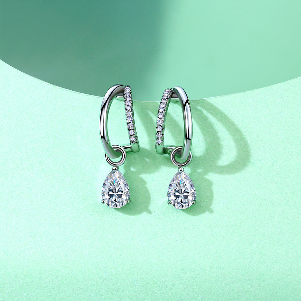 S925 Boucles d'oreilles à double boucle en argent sterling