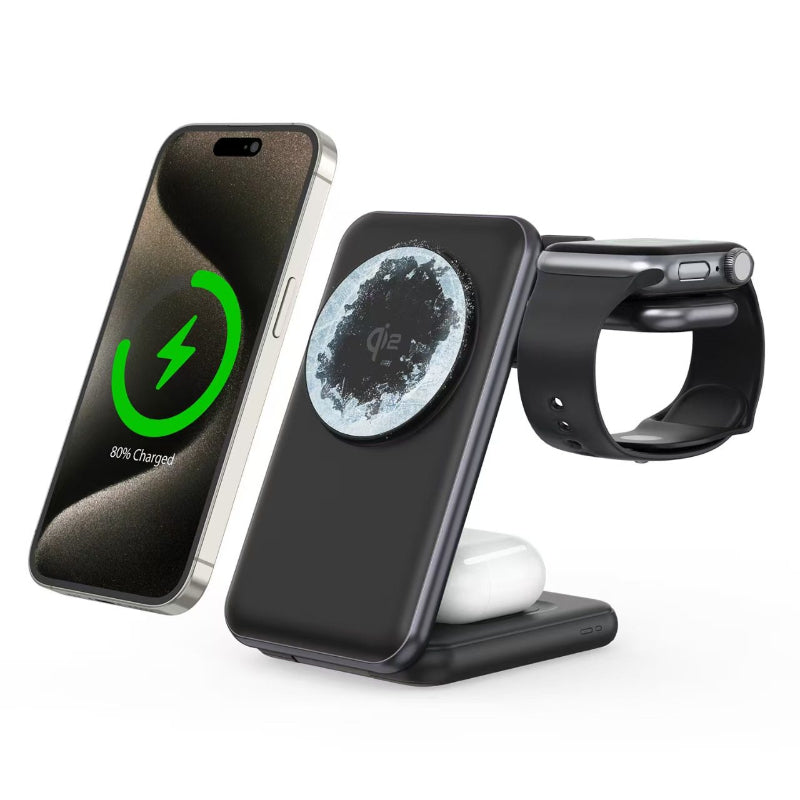 Chargeur sans fil pliable 25W 3-en-1 pour Smartwatches Téléphones