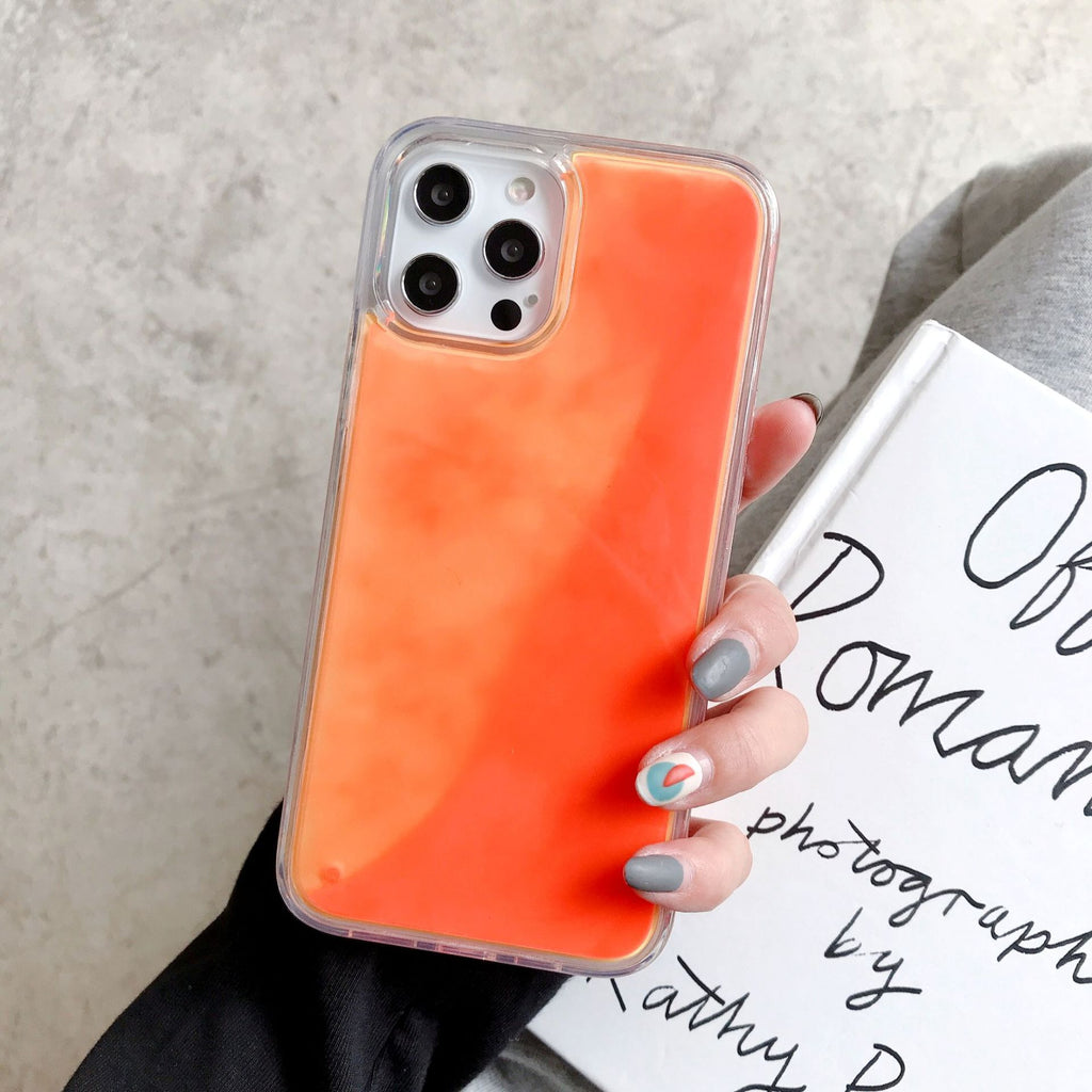 Coque de téléphone en poudre de paillettes lumineuses en plastique