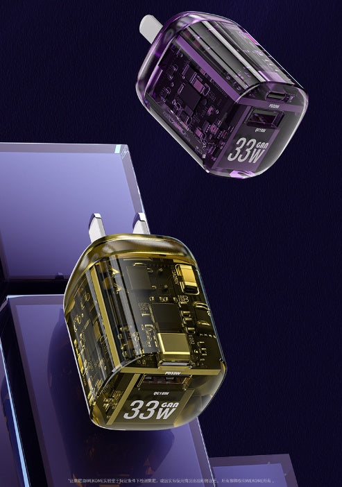 Gallium Nitride Transparent Punk Mecha Chargeur Mesure moyenne Fiche de charge Super rapide