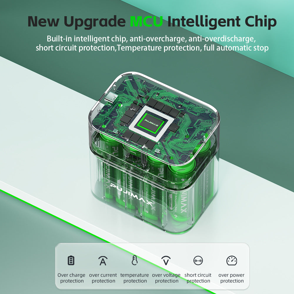 Charge de la batterie au lithium de 8 comprimés AA Smart Type-c Port 8