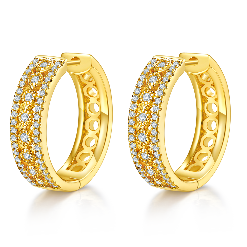 8,5g S925 Argent Sterling 0,74CT Boucles d'oreilles Moissanite Hoop 20mm Pave Hougie Hoops avec Holl
