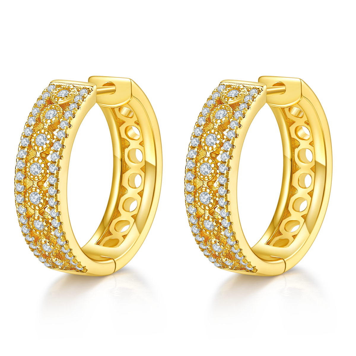 8,5g S925 Argent Sterling 0,74CT Boucles d'oreilles Moissanite Hoop 20mm Pave Hougie Hoops avec Holl