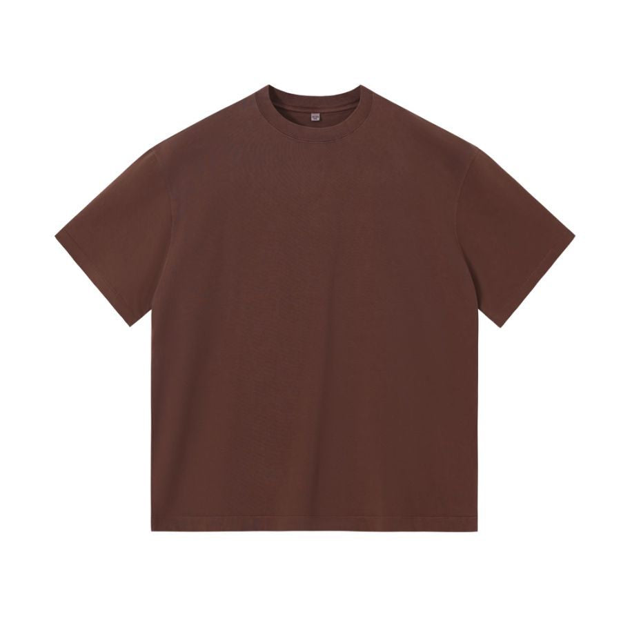 Retro Solid-color Col d'équipage Été Hommes Manches courtes