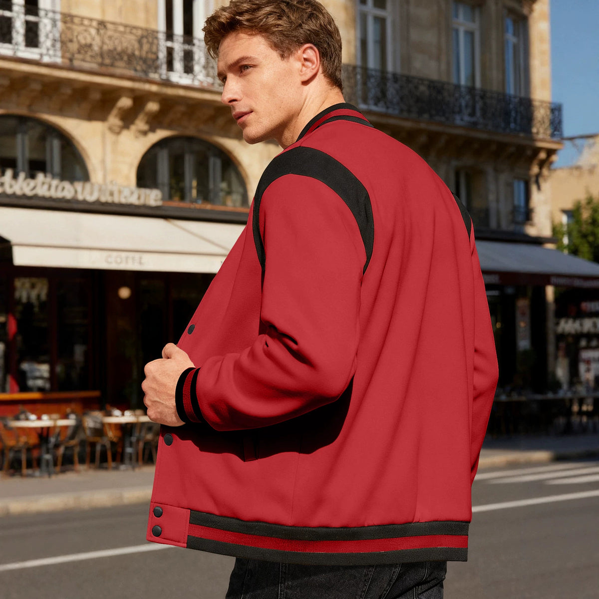 Veste de baseball pour hommes de couleur contrastante de printemps