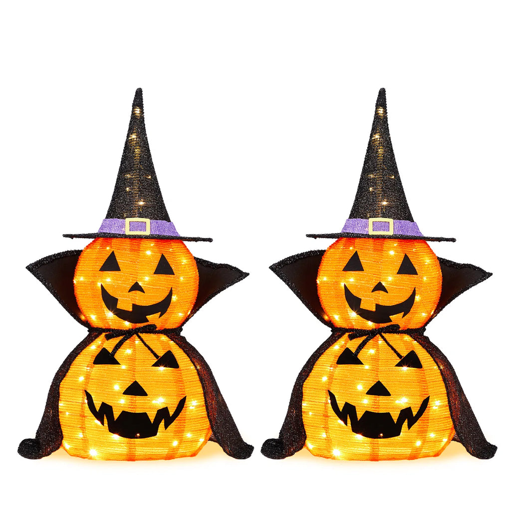 2Packs Décoration de citrouille légère collapsible Halloween 3FT