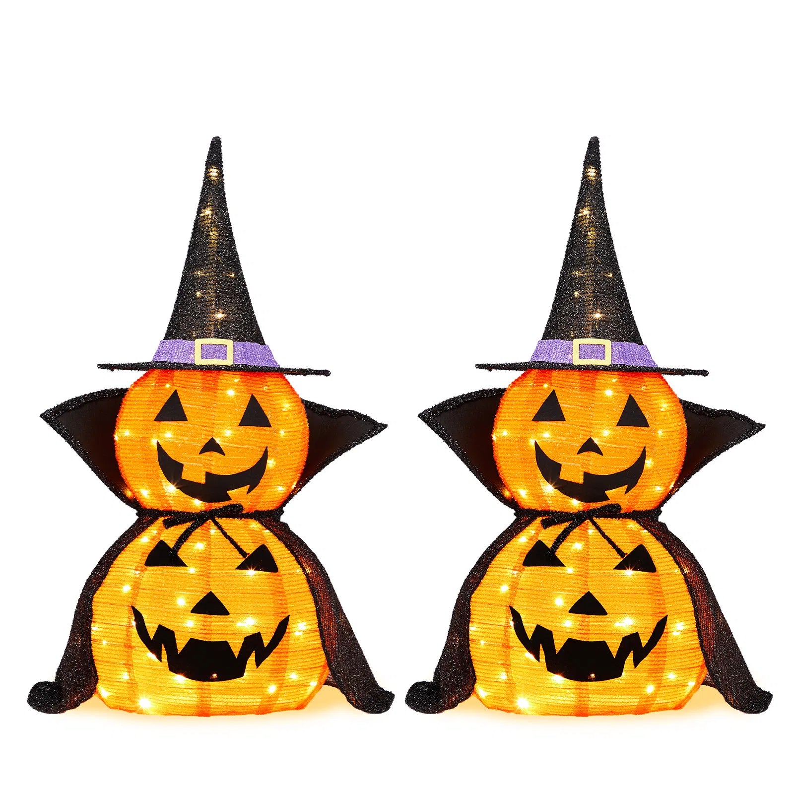 2Packs Décoration de citrouille légère collapsible Halloween 3FT