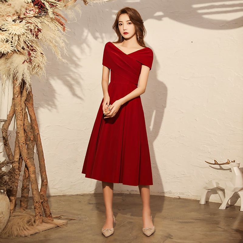 Robe de fiançailles rouge de mariage d'été