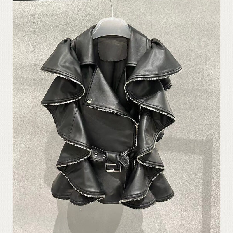Manteau de peau de mouton en cuir Veste de travail lourd