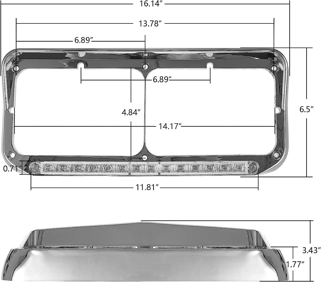 Pour Kenworth T400 T600 T800 W900B W900L clair phare Lunette LED blanche