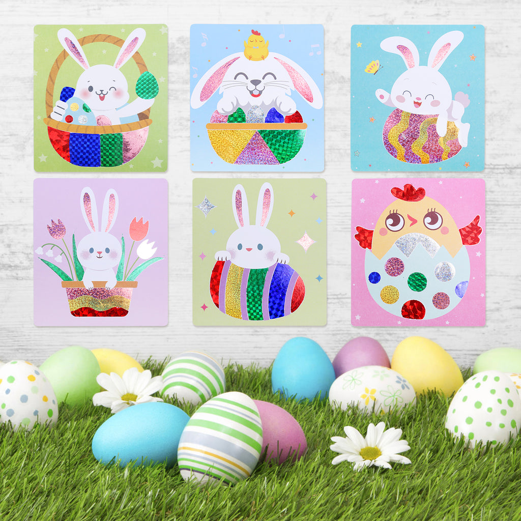 Artisanat de Pâques en papier – Set de 12 pièces avec motifs de Pâques métallisés pour le décorat de printemps créatif