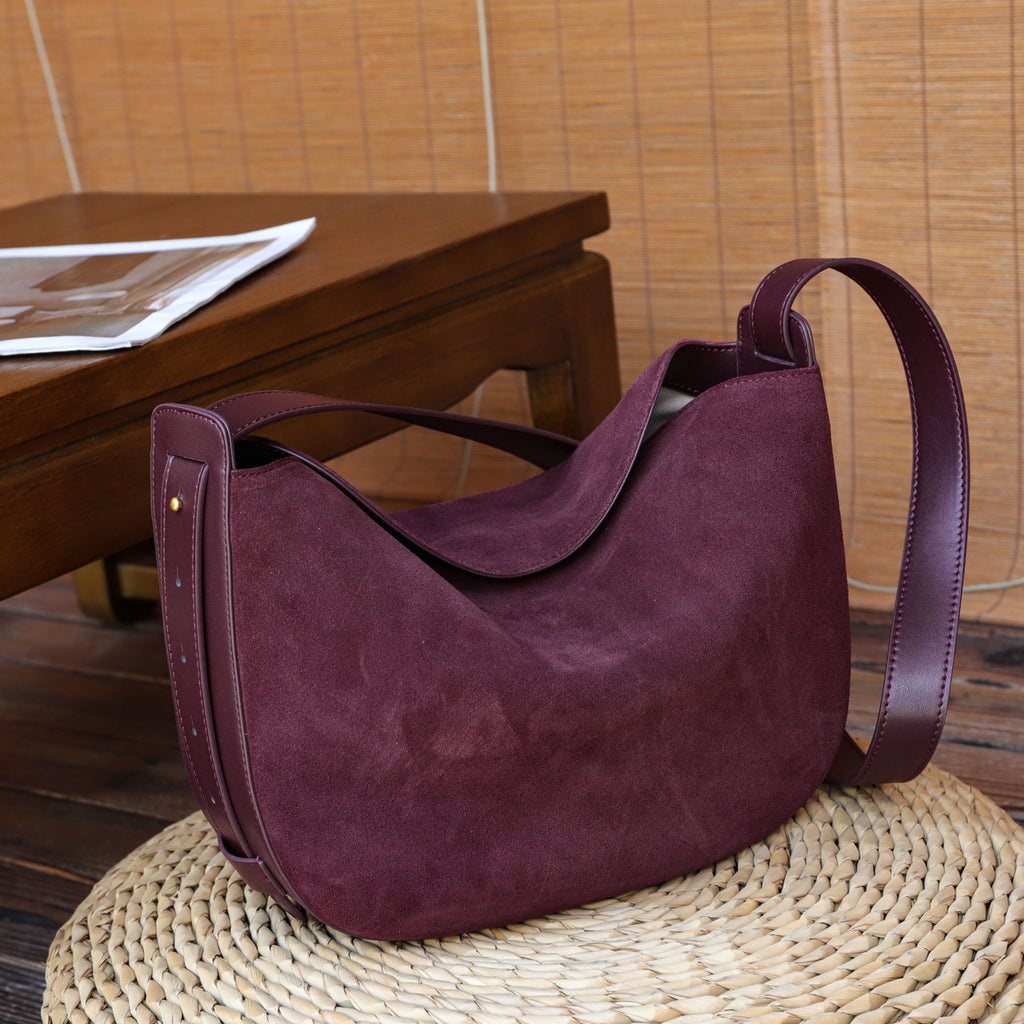 Retro Matte véritable sac sous-arm en cuir pour les femmes