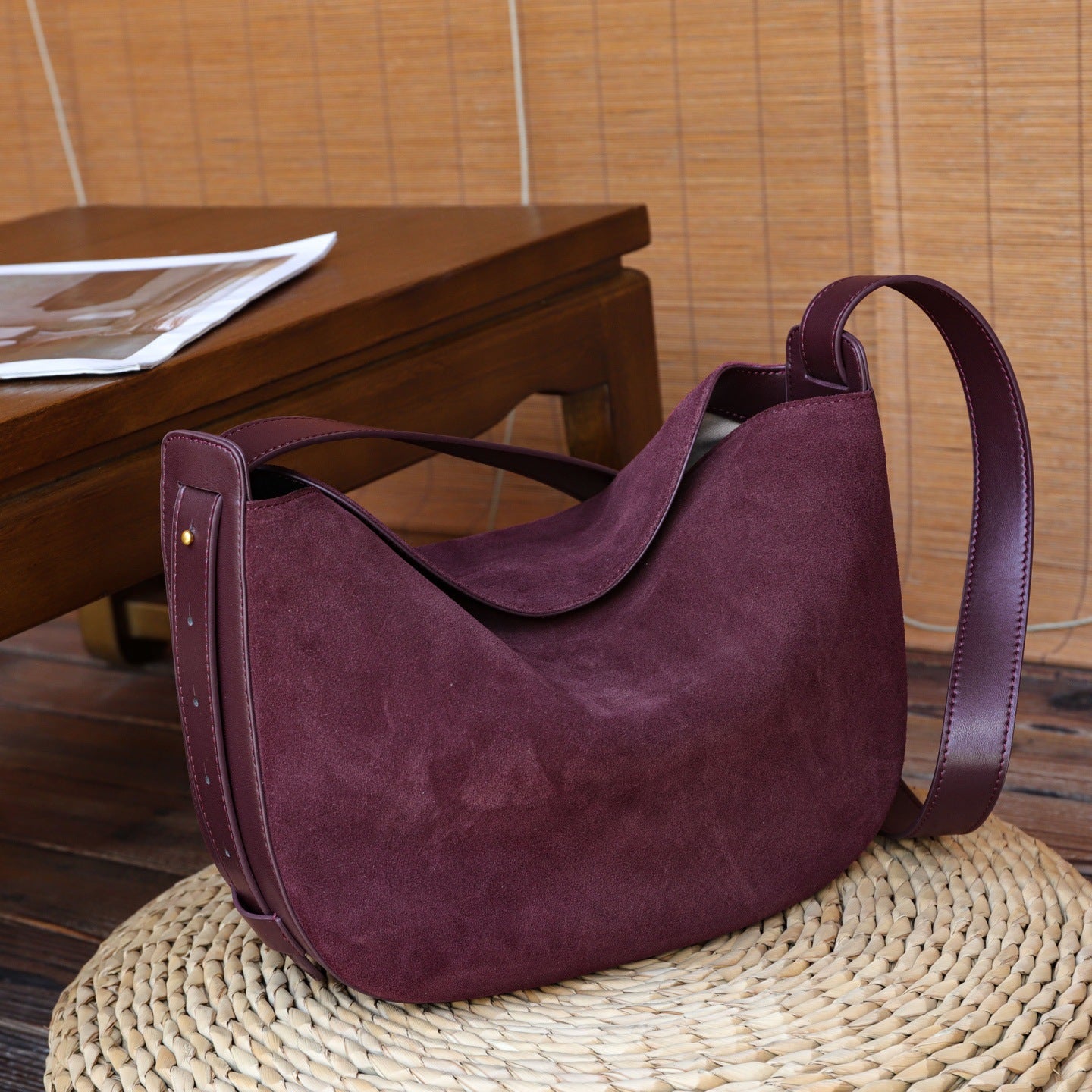 Retro Matte véritable sac sous-arm en cuir pour les femmes