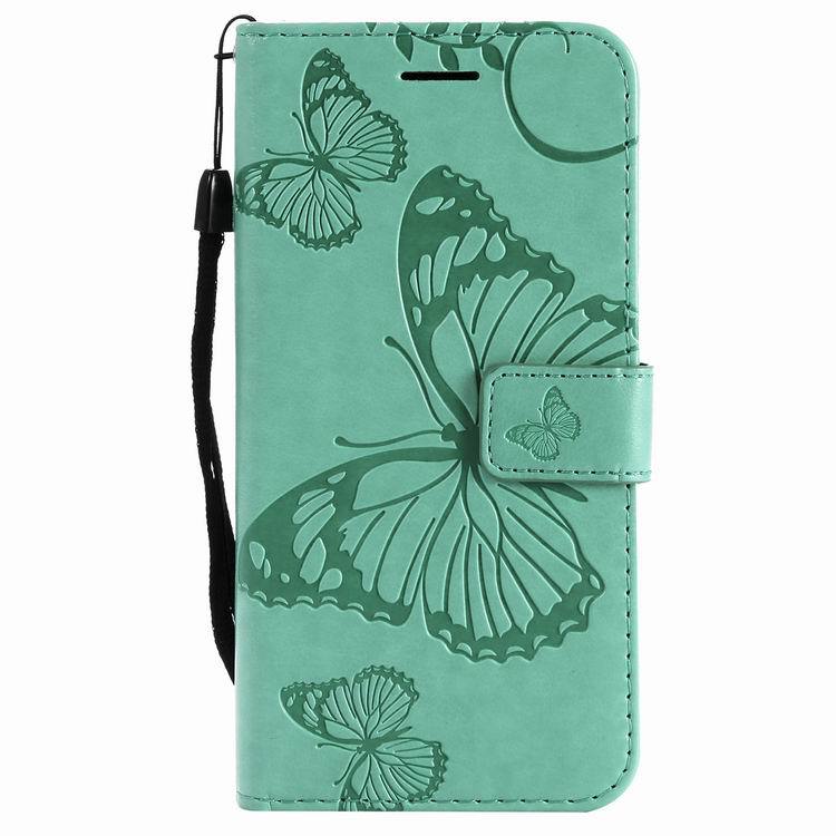 Grand Butterfly 3D embossé porte-carte en cuir avec étui de téléphone Lanyard