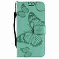 Grand Butterfly 3D embossé porte-carte en cuir avec étui de téléphone Lanyard