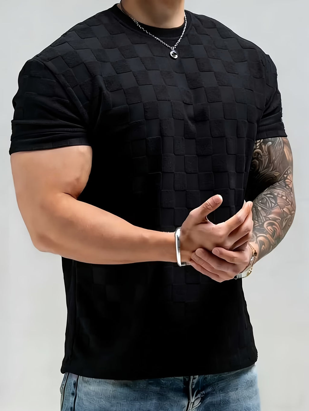 Chemise à manches courtes Jacquard pour hommes