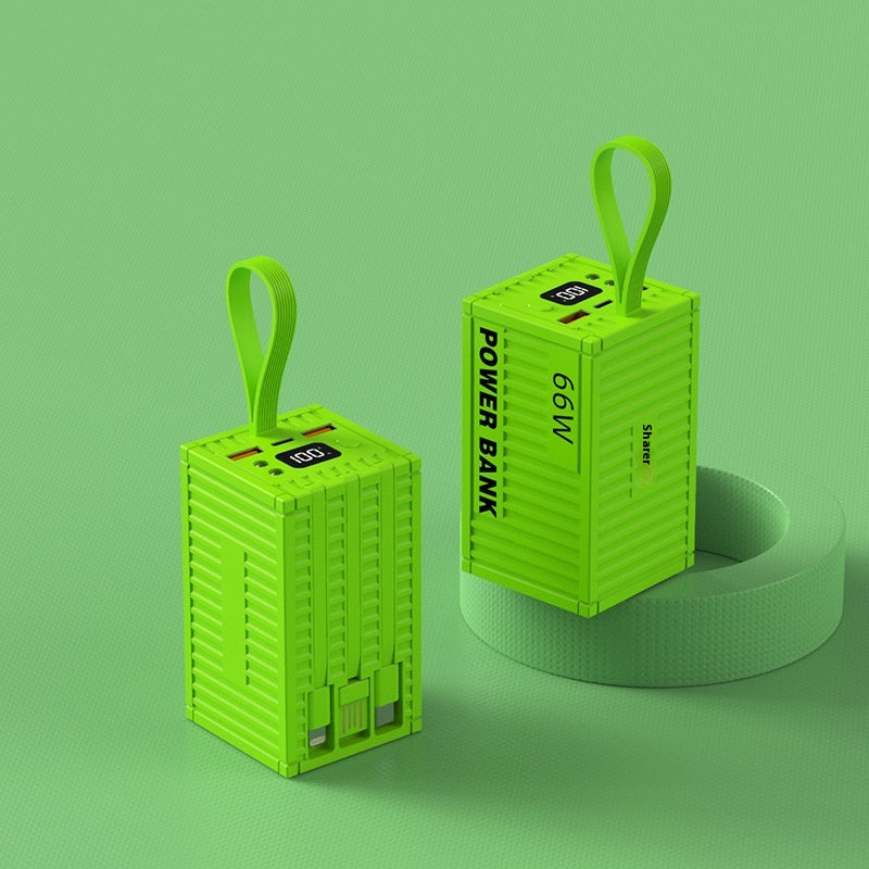 Conteneur de grande capacité créatif avec ligne 66W Super Fast Power Bank 20000 MA Mobile Powe